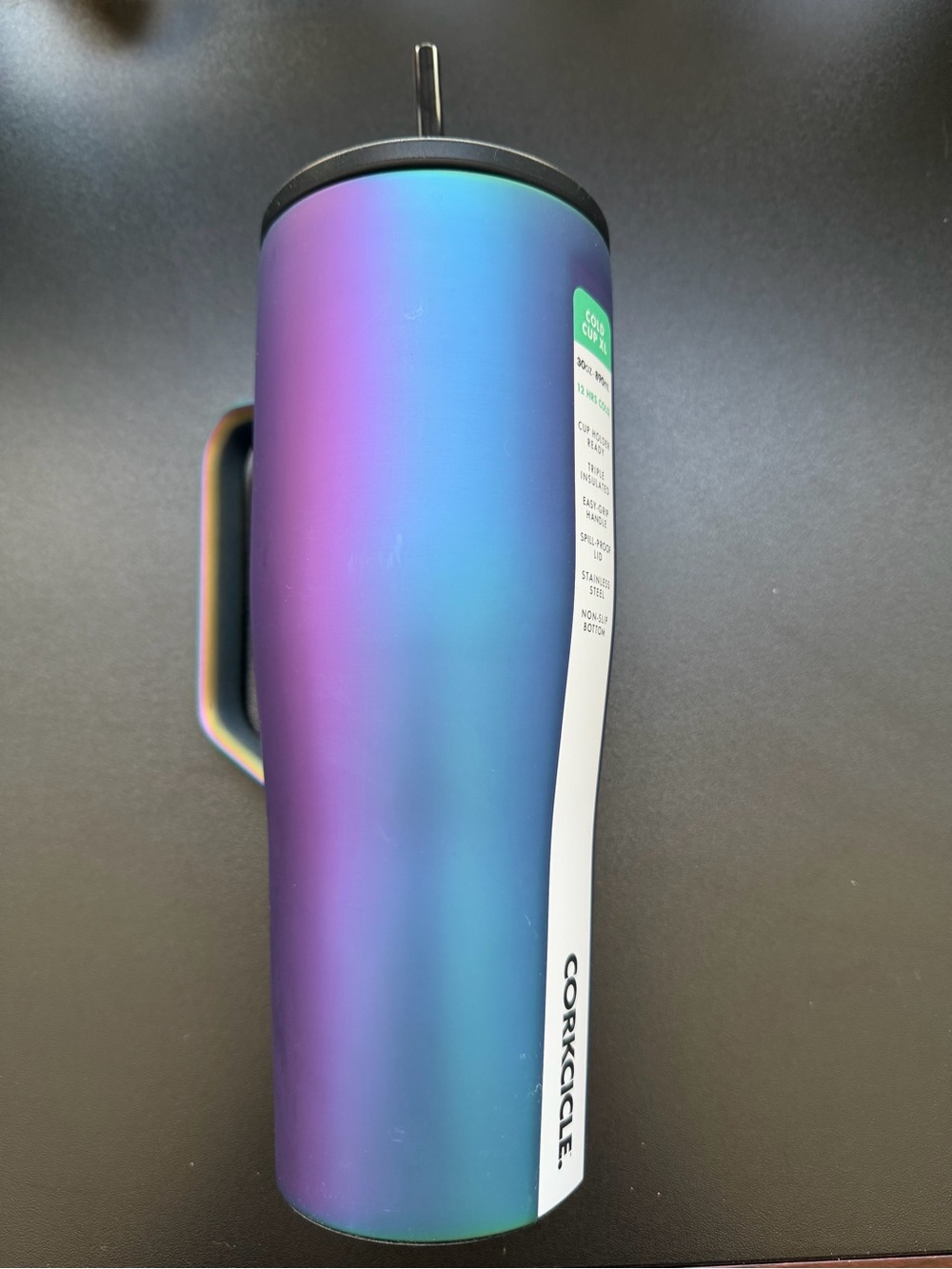 NWOT Corkcicle Cold Cup XL Dragonfly 30oz Leakproof Water Bottle Tumbler Rainbow